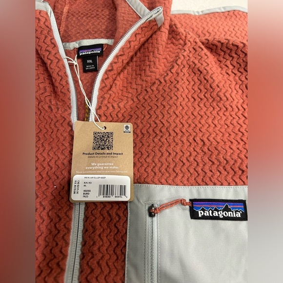 Patagonia Men's XXL R1 Air Full-Zip Hooded Jacket Burl Red Grey NWT - Picture 4 of 10